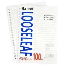 渡边(Gambol) A5，20孔夹，100页活页纸 活页笔记本替芯#LL1101