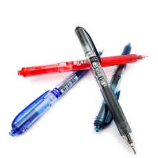 三菱 0.5mm按制签字笔 按动中性笔水性笔#UMN105，红色，12支装
