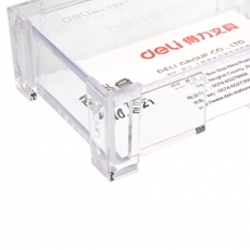得力(Deli) 透明带盖名片盒 透明名片座桌面名片盒#7621