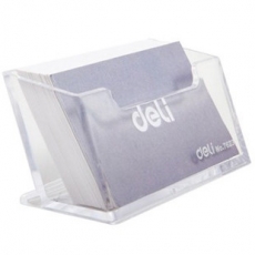 得力(Deli) 透明名片盒 透明名片座桌面名片盒