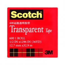 3M 思高(Scotch)12.7mm*33m高级透明胶带 百格测试胶带#600