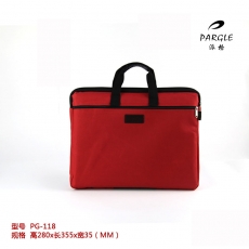 派格 A4商务型帆布手提文件包 公文袋手提包帆布袋#PG-118，红色