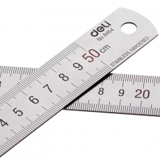 得力(Deli) 50cm不锈钢直尺 刻度尺绘图钢制金属尺#8464