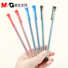 晨光(M&G) 0.5mm简约透明杆中性笔 半针管笔签字笔#GP1280 红色，12支装