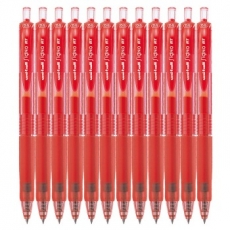 三菱 0.5mm按制签字笔 按动中性笔水性笔#UMN105，红色，12支装
