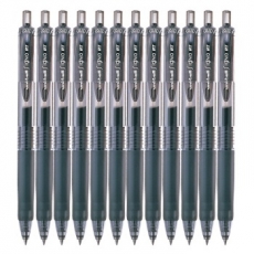 三菱 0.5mm按制签字笔 按动中性笔水性笔#UMN105，黑色，12支装