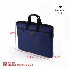 派格 A4商务型帆布手提文件包 公文袋手提包帆布袋#PG-118，蓝色